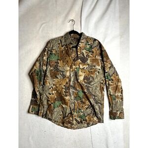 Spartan Advantage Shirt Men Medium Multicolor Mossy Oak Print Collar Button Down